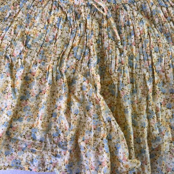 Womens American Eagle High Waisted Floral Short Front Pleats Drawstring Yellow L - Picture 13 of 14